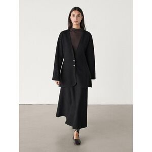 Massimo Dutti Womens Sweater Cardigan Blazer Small S Black Knit 6000/401 NWT